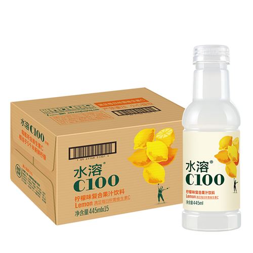 农夫山泉 水溶C100柠檬味 复合果汁饮料445ml*15瓶 整箱装