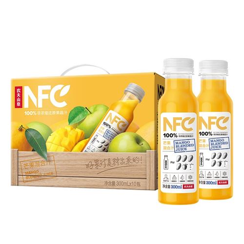 农夫山泉 NFC果汁饮料 100%NFC芒果混合汁300ml*10瓶 礼盒?    57.68元(需凑单)