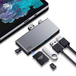 iSky Surface Pro4转接头微软USB3.0转换器Mini DP转HDMI视频连接线2HUB扩展坞笔记本电脑4K高清分线器六合二    179.0元