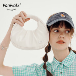 VANWALK周末系列 可爱伊娃包皱褶奶油手提腋下包女原创斜跨月牙包   云朵白790.0元，合158.0元/件
