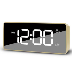 汉时(Hense)多功能充电闹钟智能声控台钟学生床头钟卧室电子钟LED夜光时钟桌面钟表HA92 金色88.0元