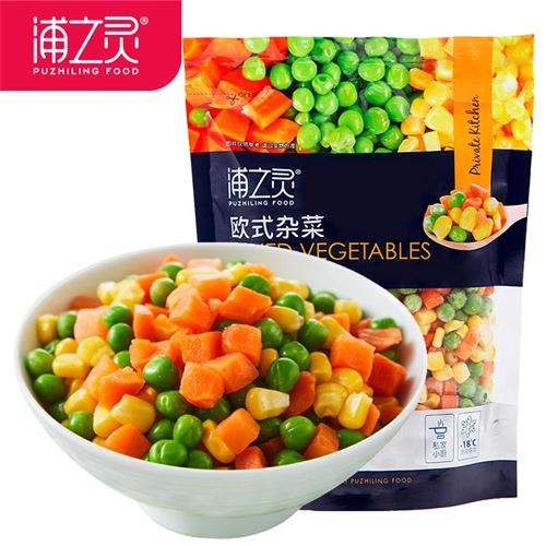 浦之灵 欧式杂菜900g/袋 轻食沙拉 甜青豆玉米粒 冷冻蔬菜24.21元