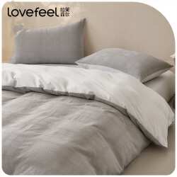 拉芙菲尔 华夫格四件套纯棉简约四季款双人床上用品全棉床单被套枕套360.0元