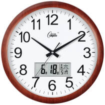康巴丝（Compas）挂钟 15英寸客厅万年历钟表挂墙现代石英钟日历时钟创意挂表3128Y 木纹日历款99.0元