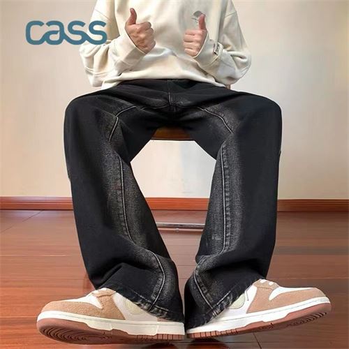佳适CASS美式街头vibe风牛仔裤男夏季潮牌渐变复古宽松直筒阔腿裤47.9元