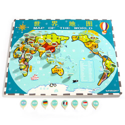 特宝儿（topbright）世界地图木质拼图儿童玩具早教男孩女孩玩具3-6岁亲子互动节日礼物218.4元，合72.8元/件