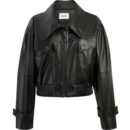 dzzit地素奥莱秋专柜新款黑色短款翻领皮衣夹克外套女3C3F4451A713.0元