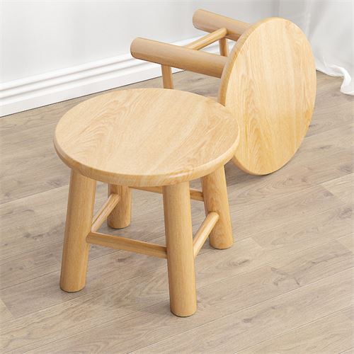 小凳子圆凳子实木家用矮凳木头小板凳原木凳儿童换鞋凳ins风椅子19.8元