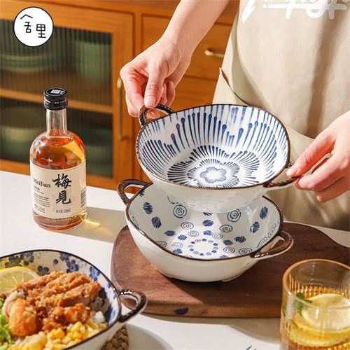 舍里日式双耳汤碗家用2022新款网红餐具大号汤盆防烫吃面条拉面碗13.31元