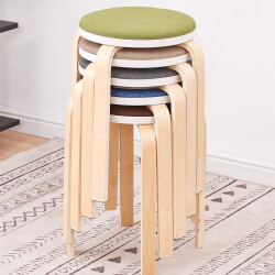 华恺之星 凳子休闲椅子 家用餐椅板凳 曲木小圆凳高凳子HK8022草绿色57.0元