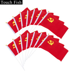 Touch Fish国庆小国旗手摇旗 五星红旗带杆小党旗运动会 8号小党旗（50面+50杆）70.2元，合23.4元/件