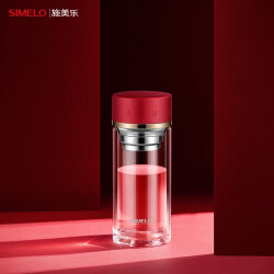 SIMELO（施美乐）双层加厚玻璃杯印象京都锦上男女便携商务办公时尚品质水杯180ML（迷你玫瑰红）79.0元