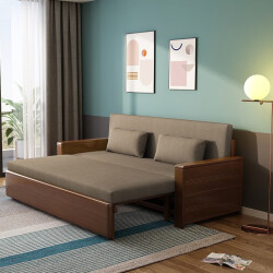安尔雅 沙发 两用可折叠客厅经济小户型休闲多功能推拉伸缩双人沙发 胡桃色1.8*2米    3219.1元