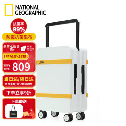 国家地理National Geographic行李箱学生男PC拉杆箱旅行密码箱女万向轮登机箱 白色20英寸809.1元