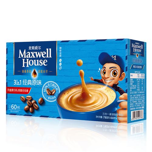 60条装 麦斯威尔原味奶香特浓咖啡三合一速溶咖啡粉53元