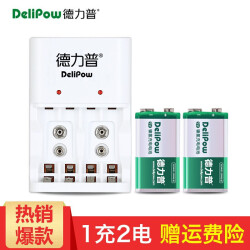 德力普（Delipow） 充电电池  9V/9伏/6f22电池充电器套装 适用于无线麦克风/万用表 多功能充电器+2节180mAh电池209.6元，合41.92元/件