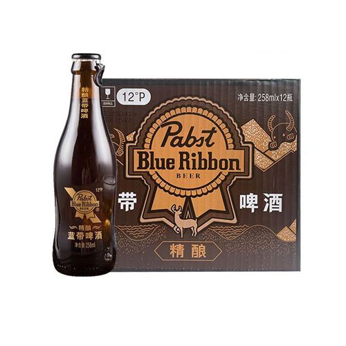 蓝带精酿 12°啤酒258ml*12 瓶原装优质麦芽醇厚口感黄啤 破损包赔90.2元