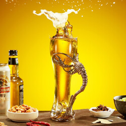 诺诗曼高端创意个性龙虾玻璃啤酒杯高档精酿大容量网红带把家用啤酒杯子176.4元
