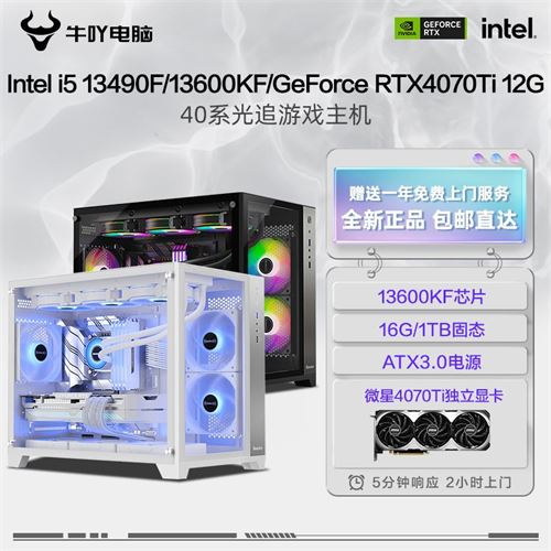 Intel i5 13490F/13600KF/RTX4070Ti光追游戏电竞DIY电脑组装主机8199.0元